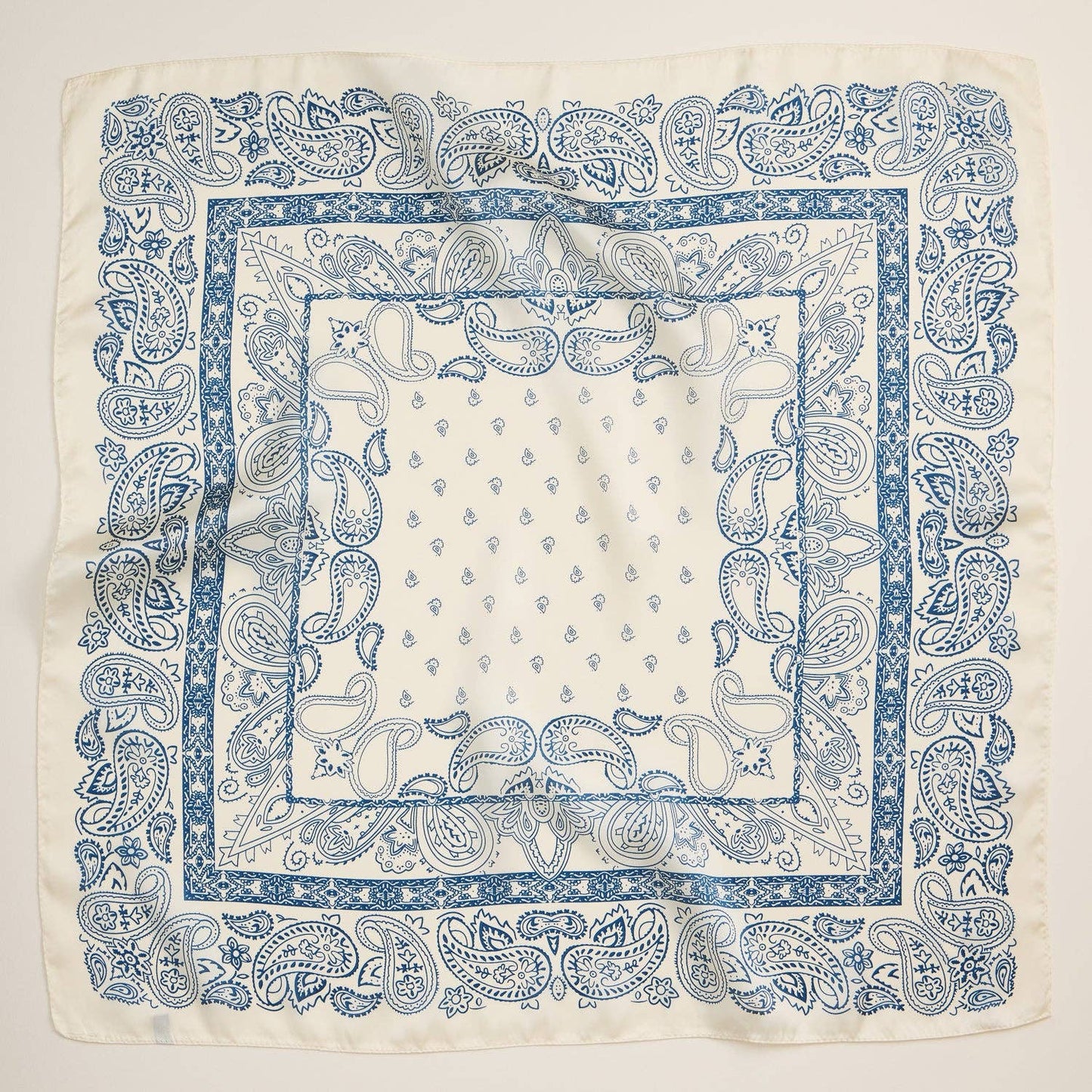 Classic Paisley Silk Bandana - Ivory