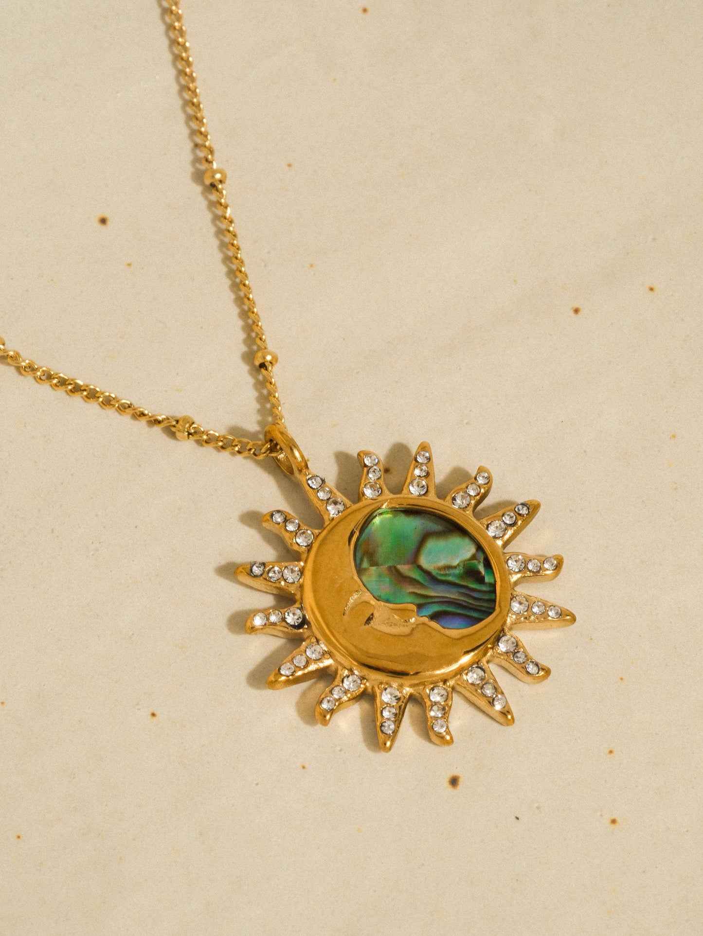 Azure 18K Gold Non-Tarnish Sun Moon Pendant Necklace