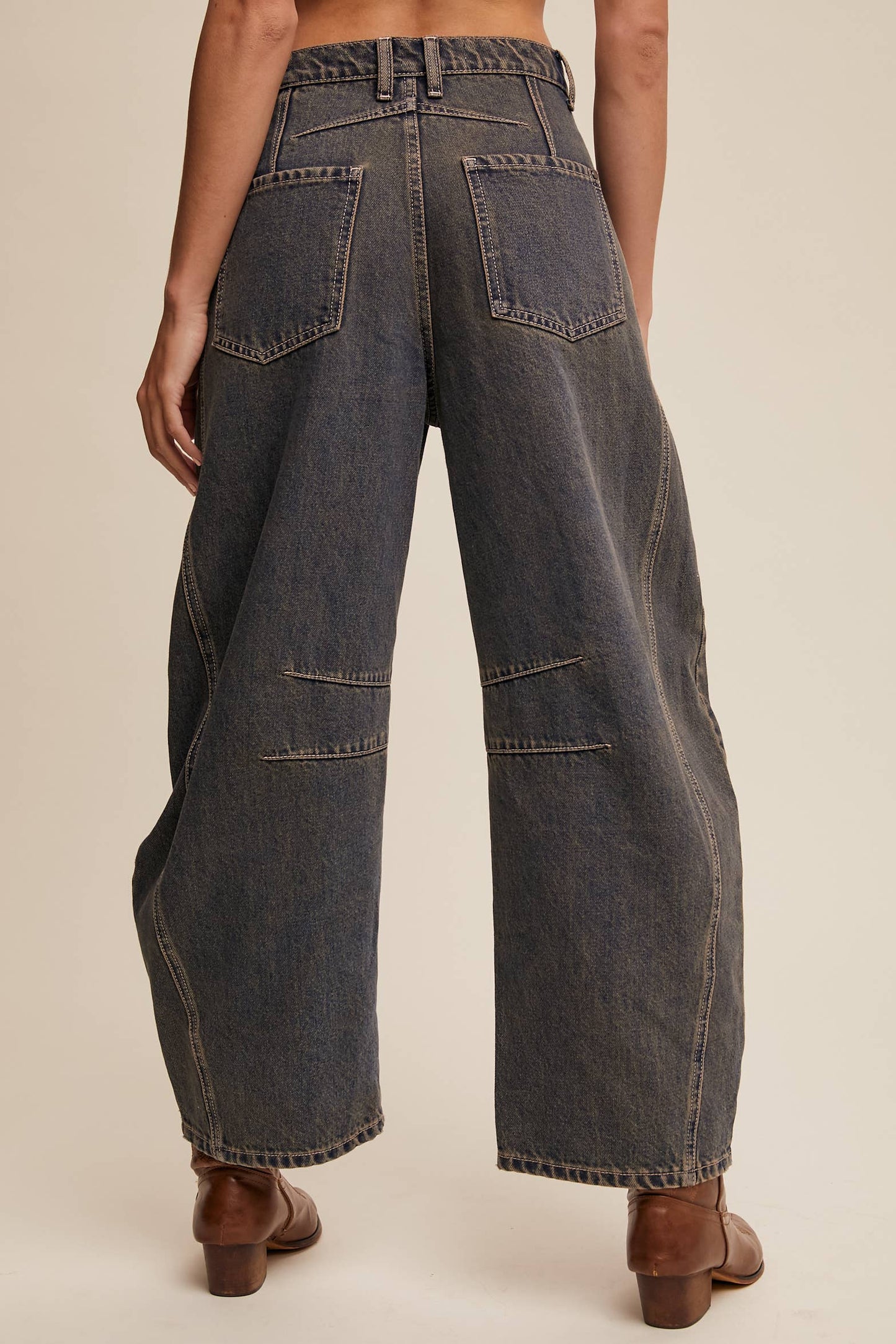 Vintage Dark Wash Barrel Jeans
