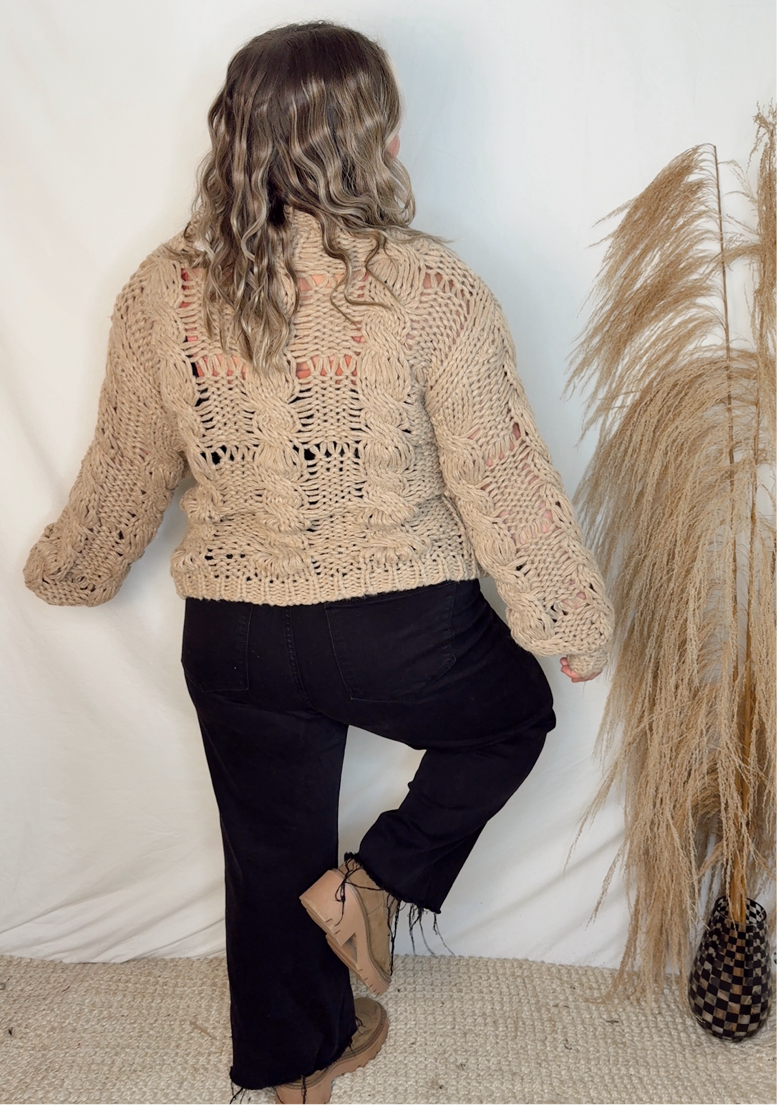 Chunky Open Cable Knit Sweater