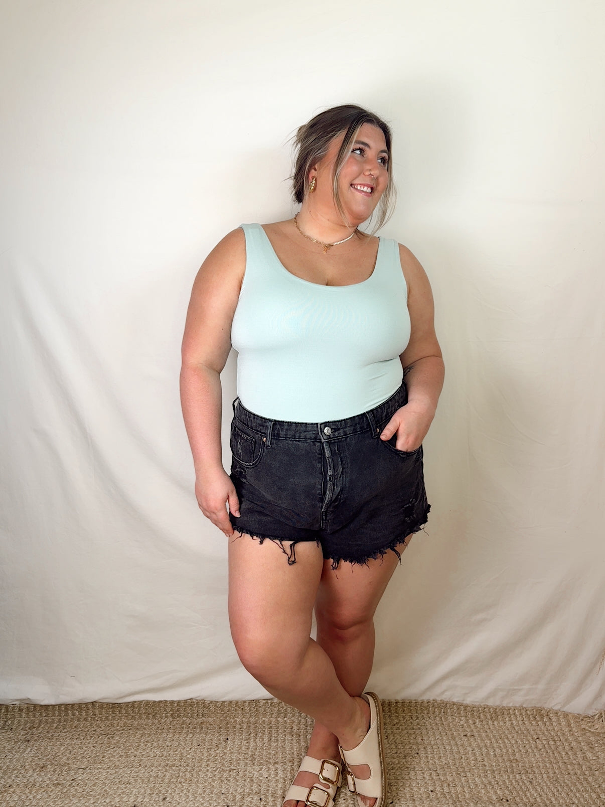 Scoop Neck Staple Tank Plus - Seafoam