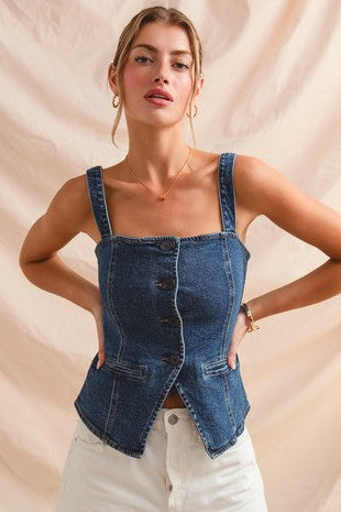 Snap To It Denim Top