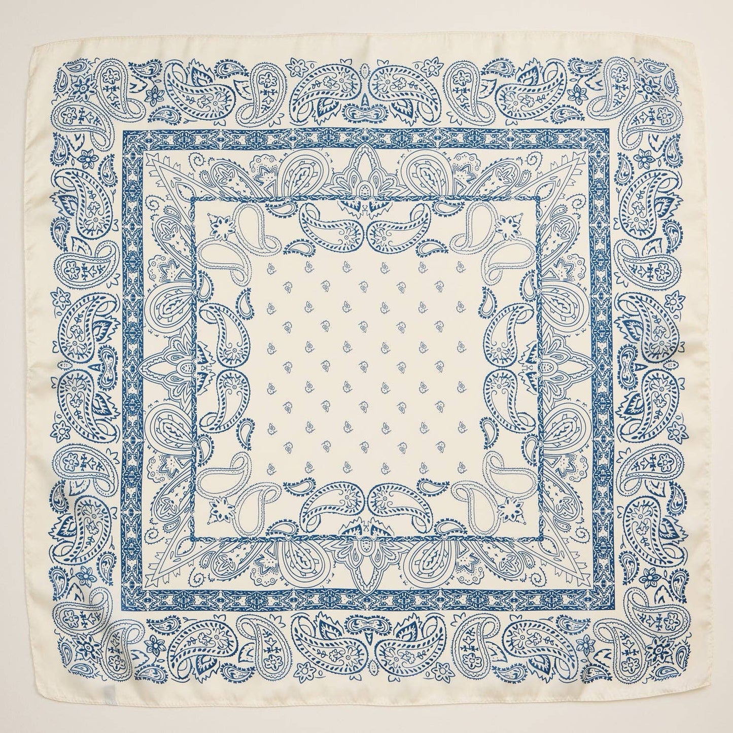Classic Paisley Silk Bandana - Ivory