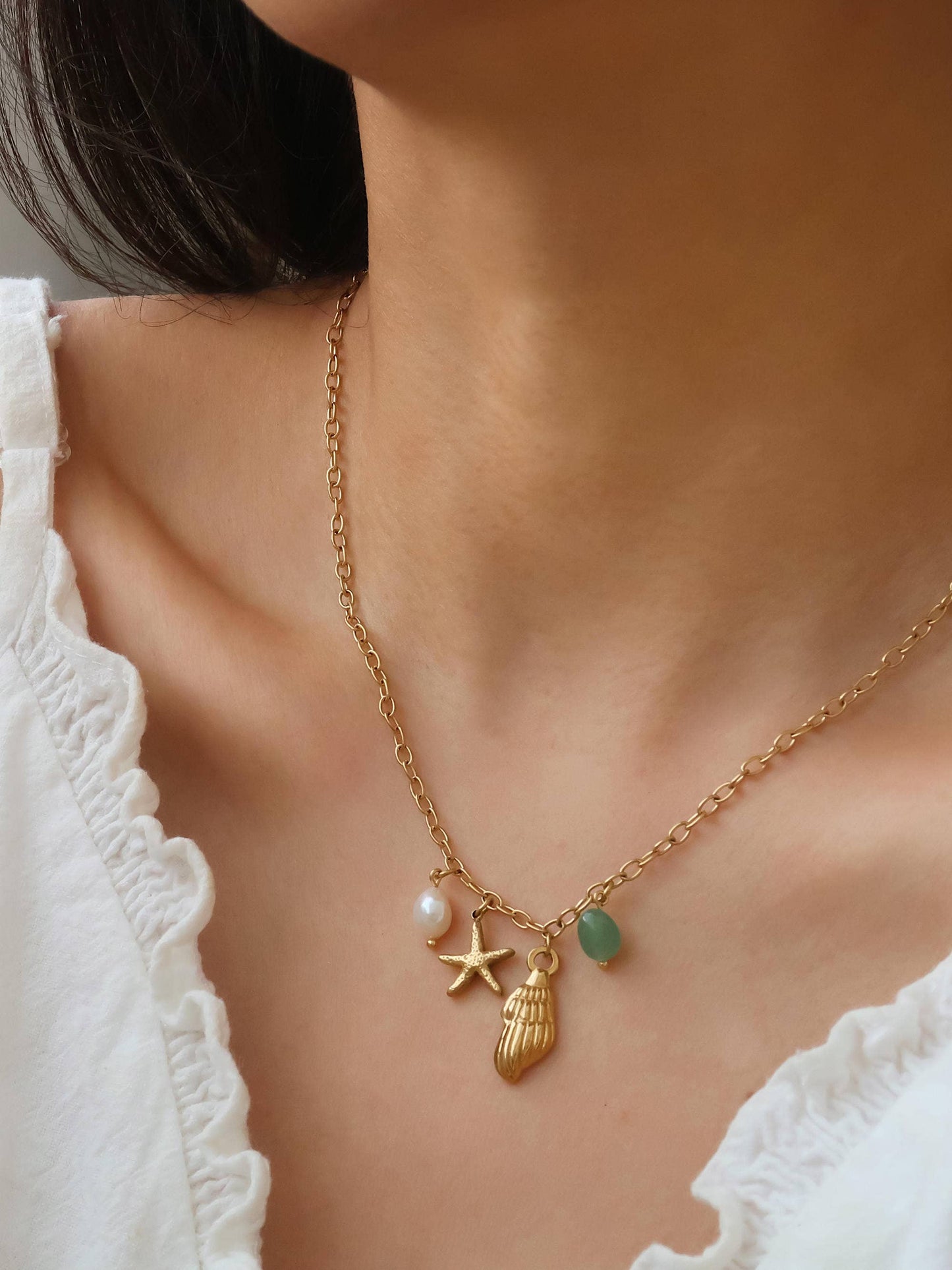 Pearl and Shell Charm Necklace