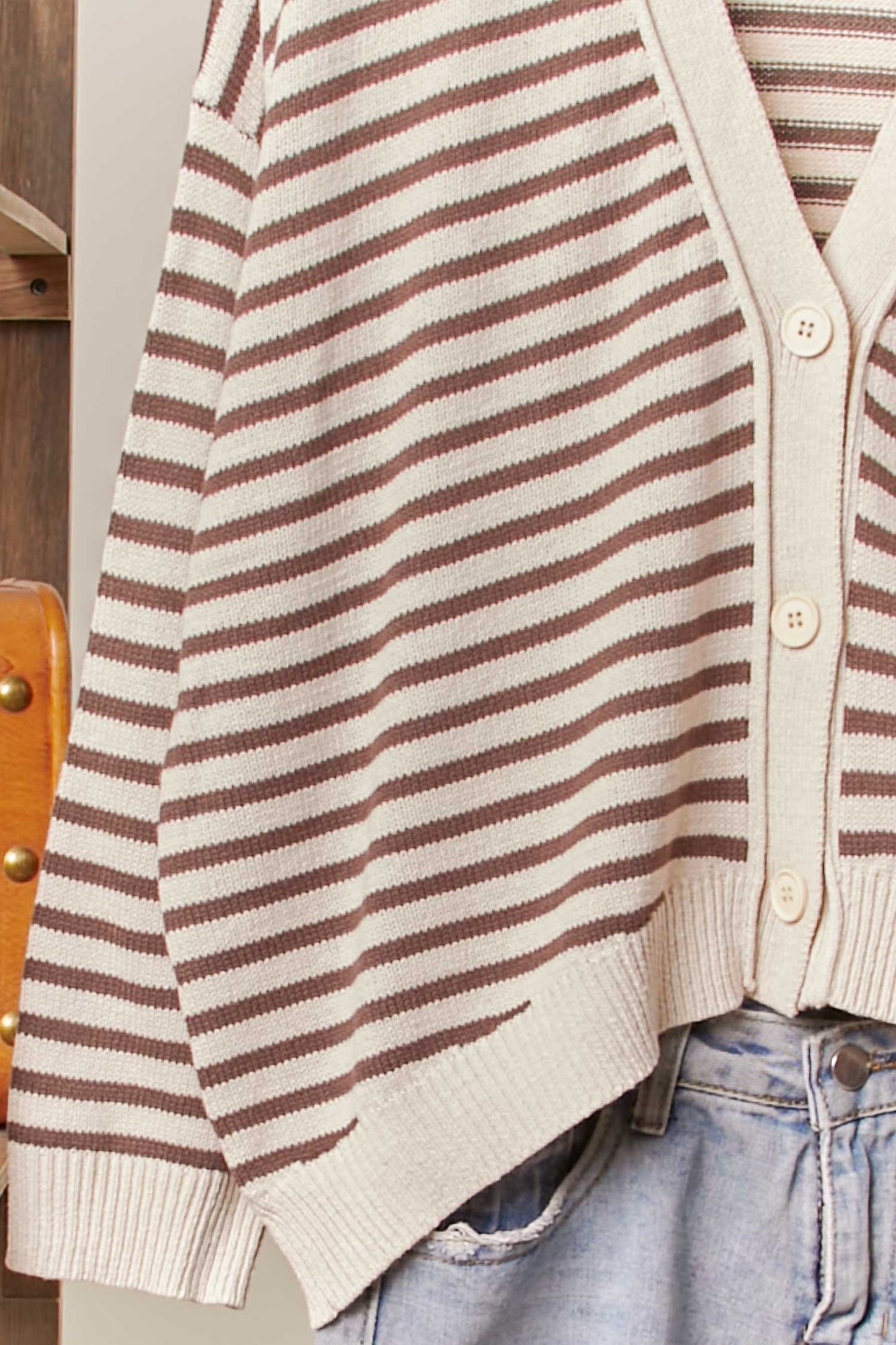 Brown & Cream Stripe Cardigan
