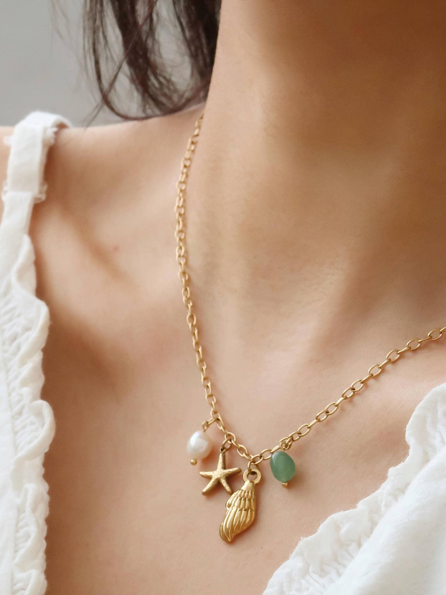 Pearl and Shell Charm Necklace