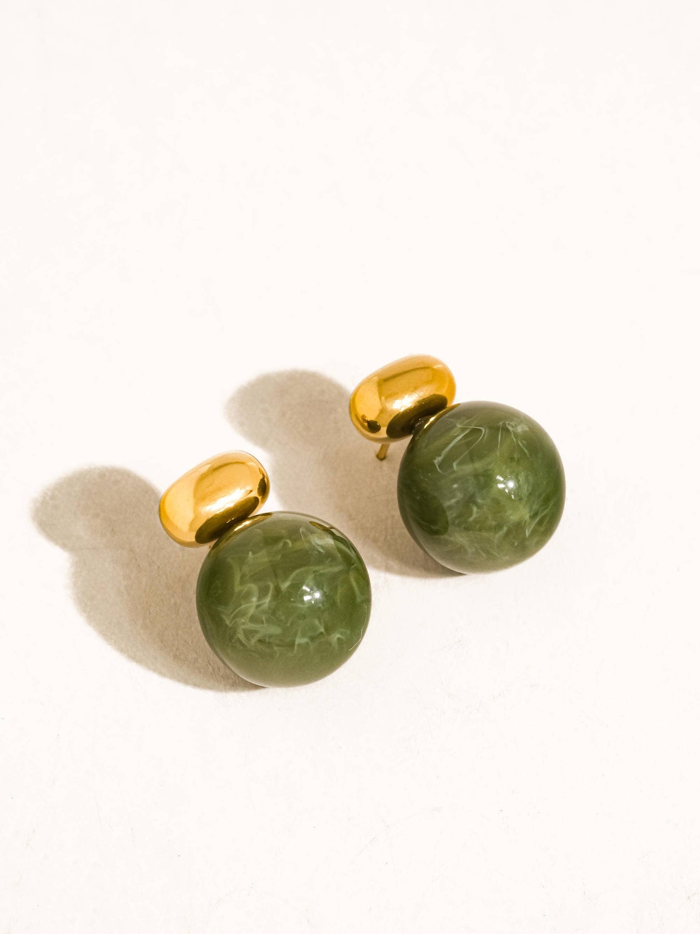 Velisse Green Marble Ball Earrings