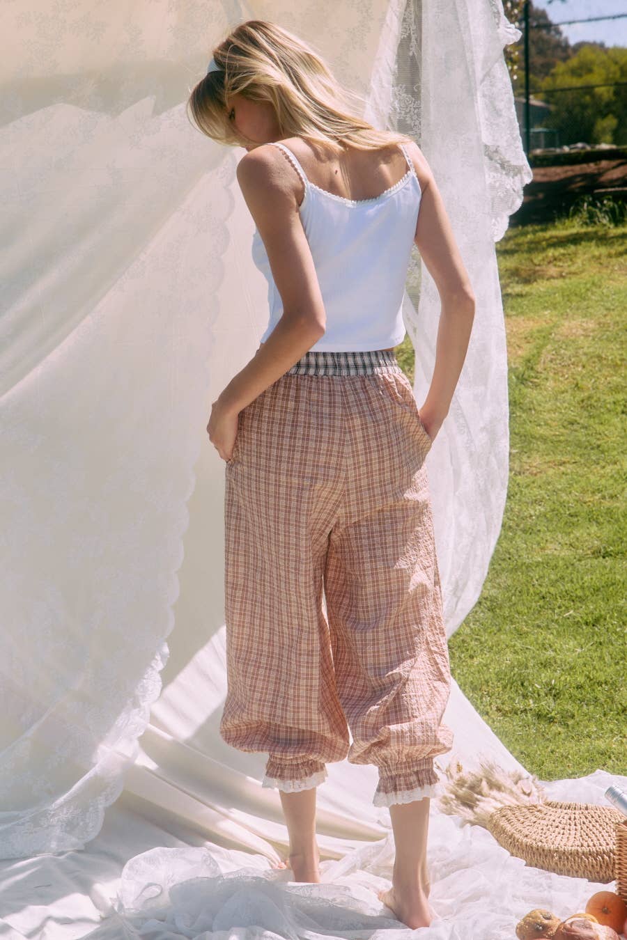 Plaid Balloon Pants