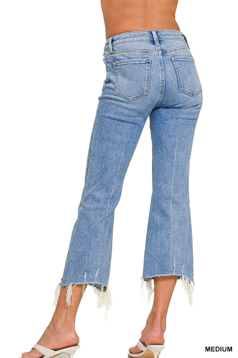 Mid Rise Kick Crop Flare Denim Jeans