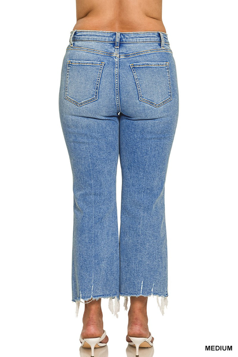 Mid Rise Kick Crop Flare Denim Jeans