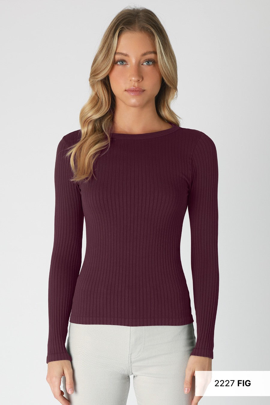 Cranberry Charm Ribbed Long Sleeve