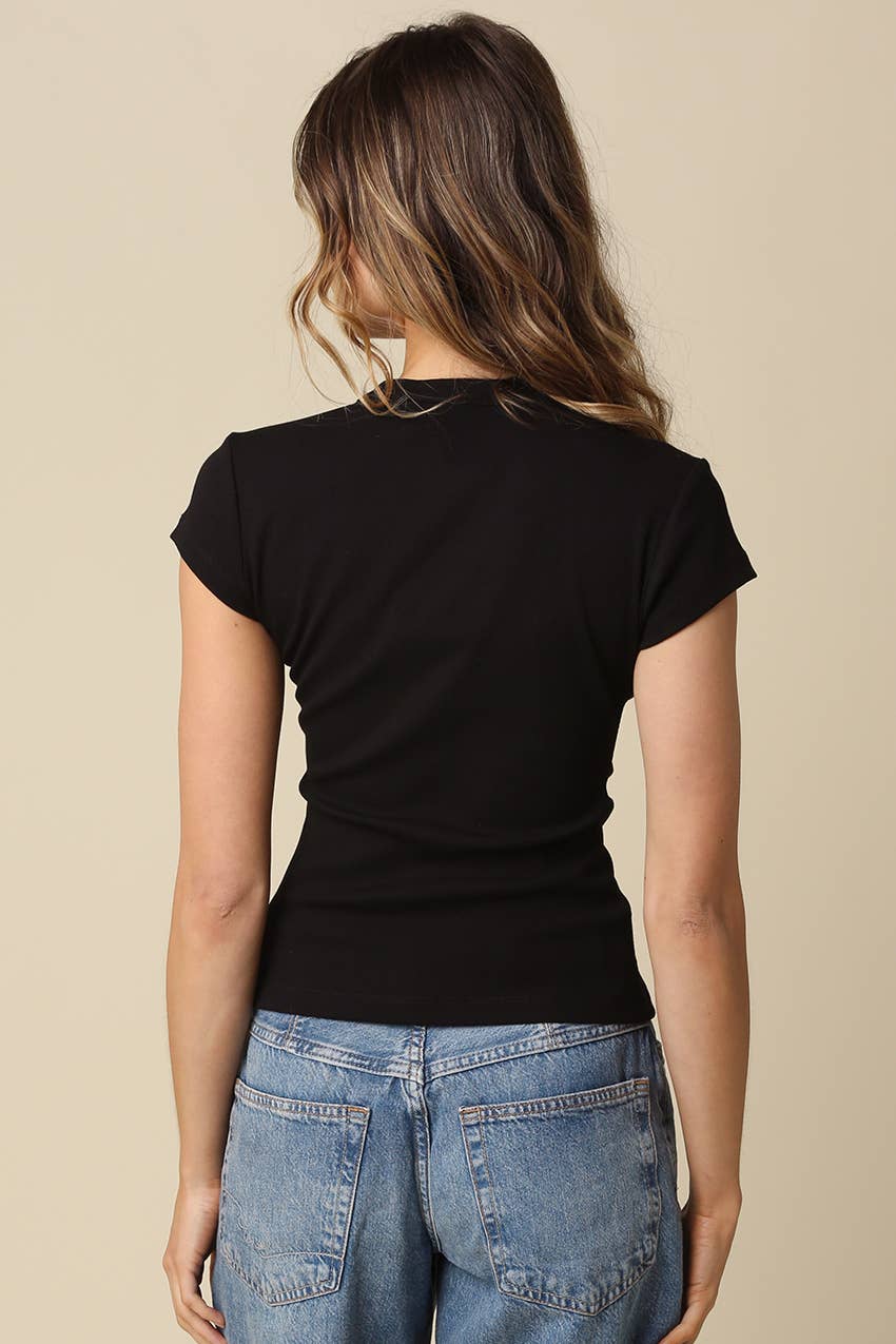 Leslie Button-Front Top - Black