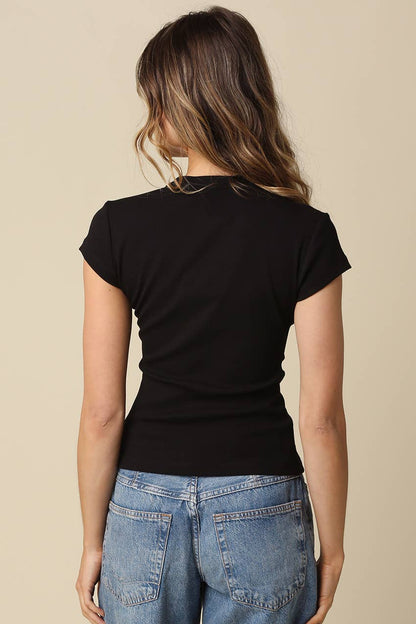 Leslie Button-Front Top - Black