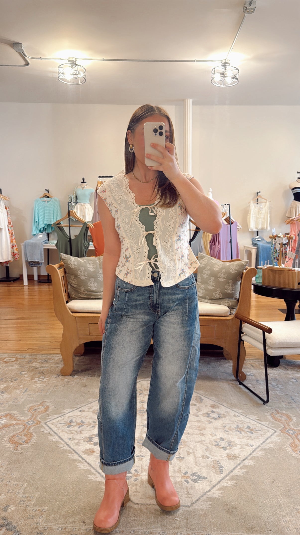 Senna Lace-Trim Floral Tank Top