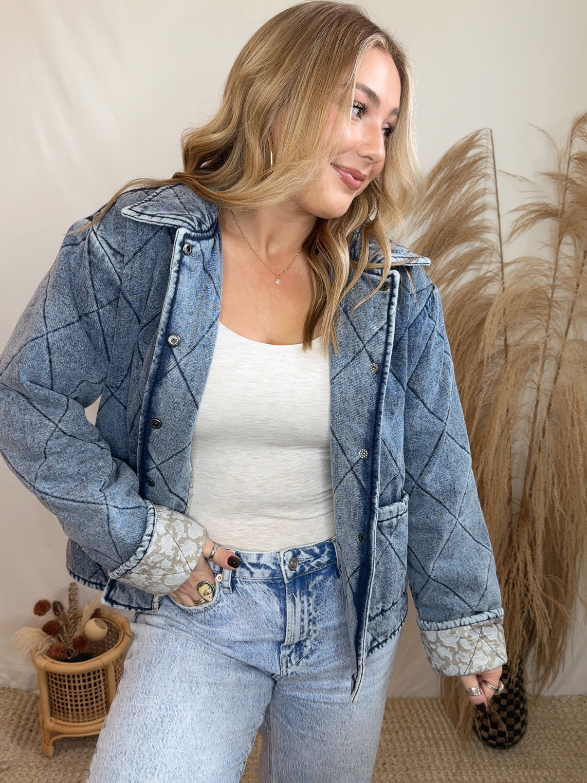 Paisley Quilted Denim Jacket