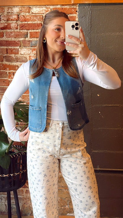 PREORDER Wildflower Stitch Denim Vest