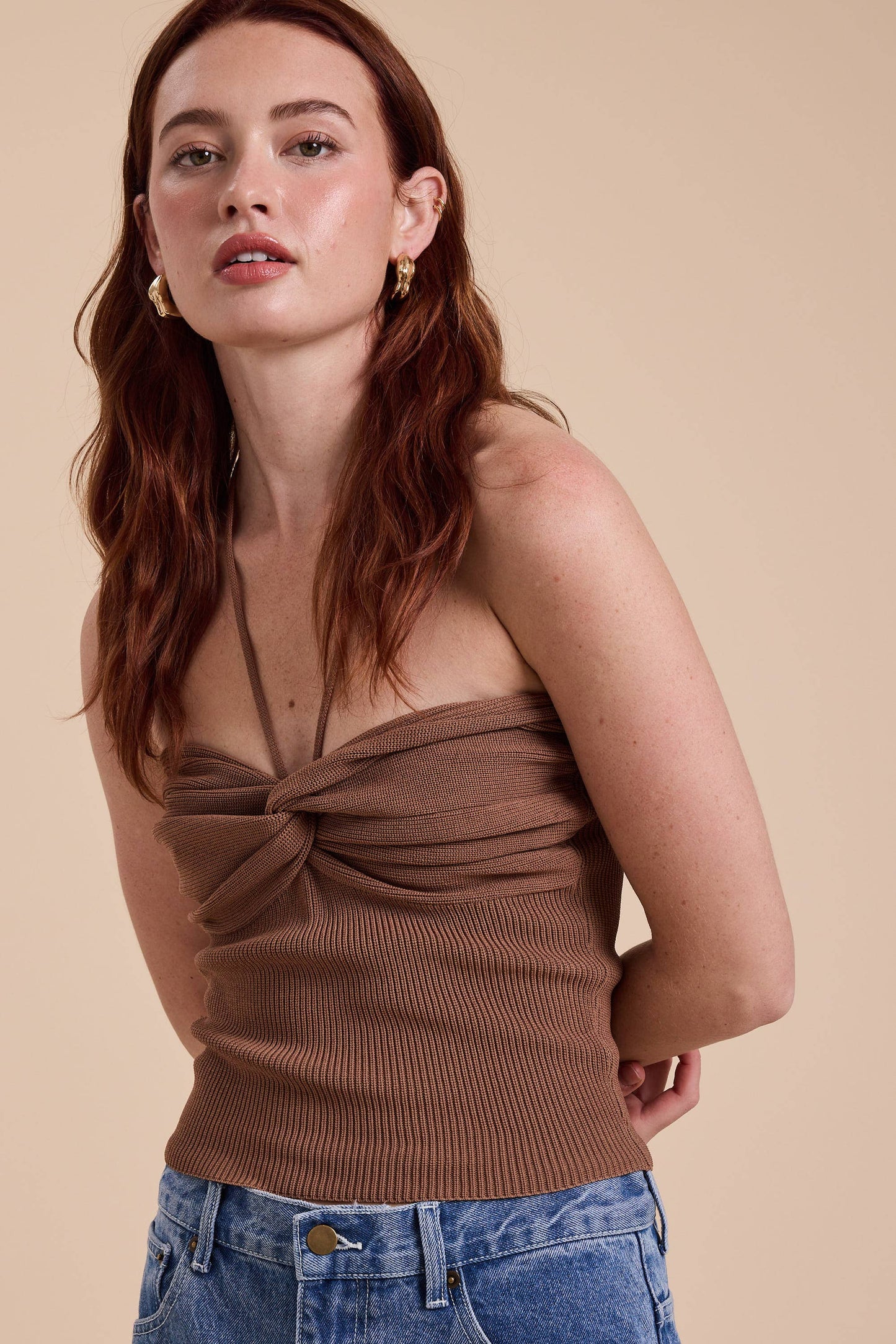 Twisted Tube Top Brown
