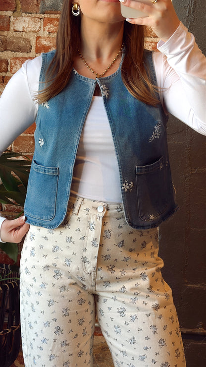 PREORDER Wildflower Stitch Denim Vest