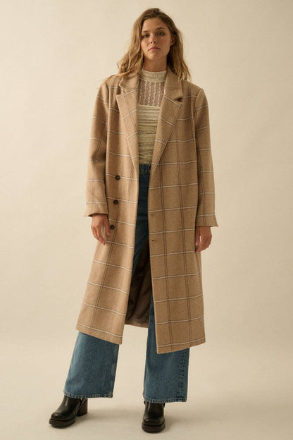 Plaid Herringbone Tweed Overcoat