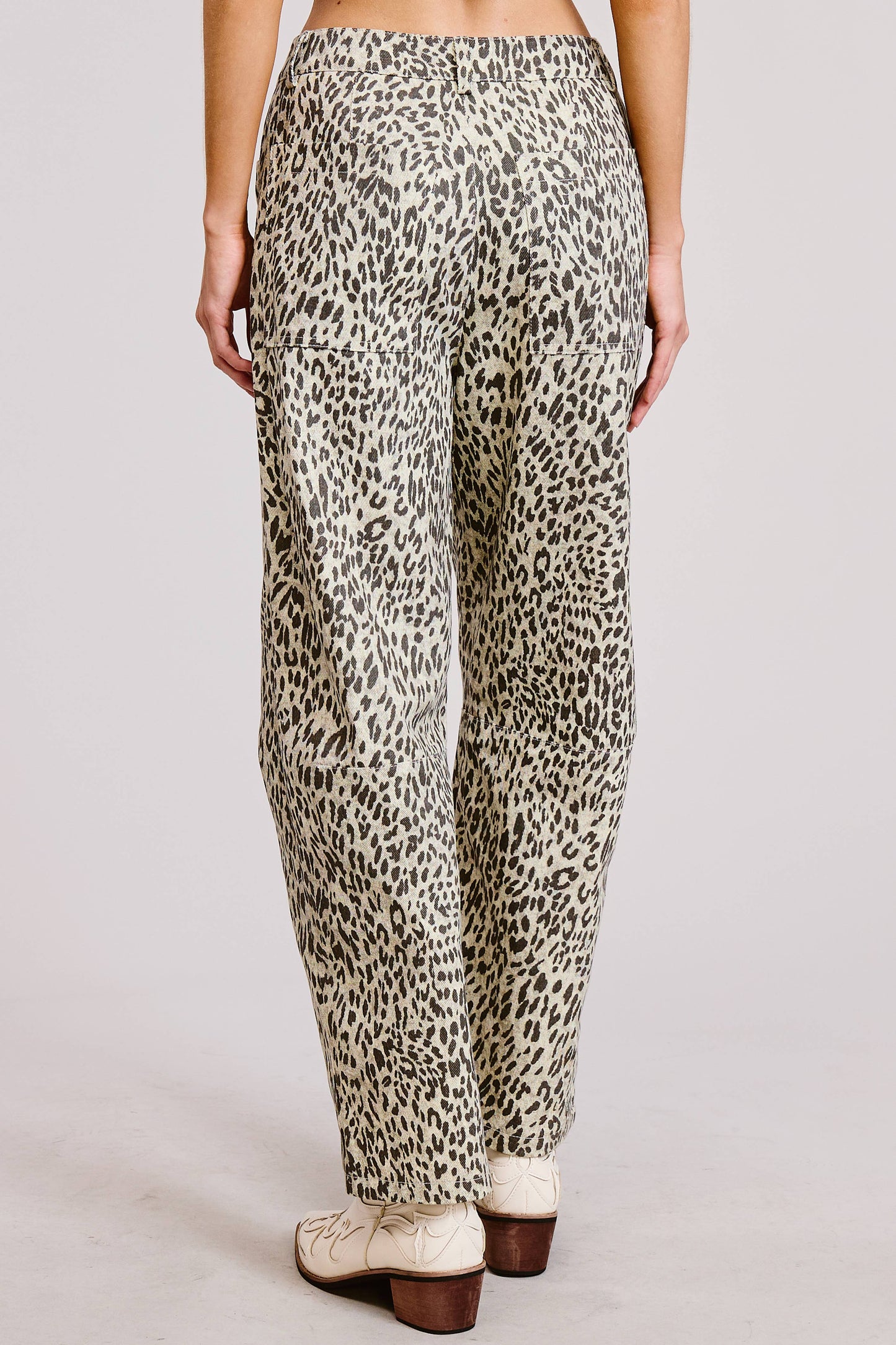 Leopard Barrel Leg Cotton Pants