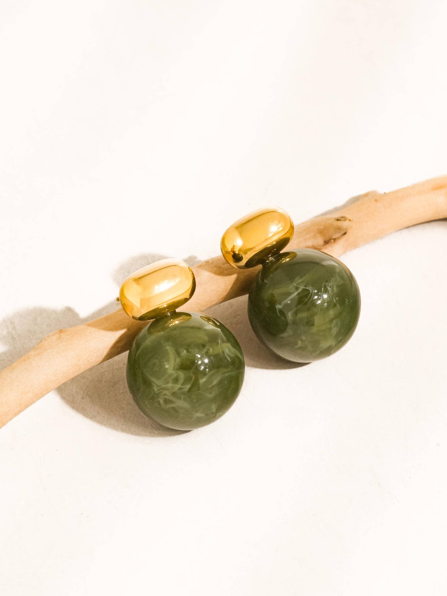 Velisse Green Marble Ball Earrings
