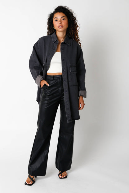 Finley Oversized Denim Shirt - Black