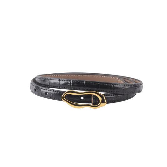 Skinny Croco-Embossed Belt (Genuine Leather)