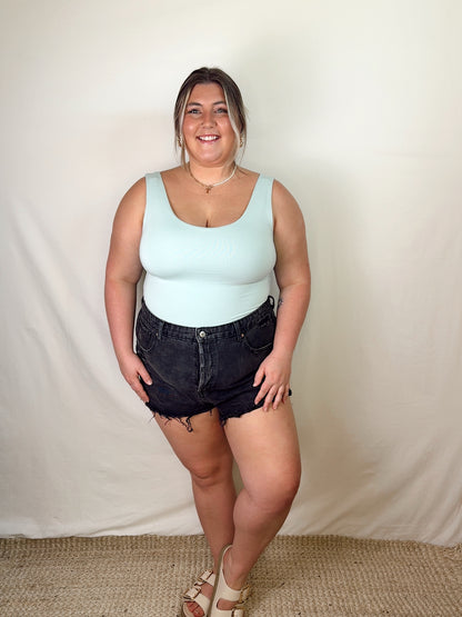 Scoop Neck Staple Tank Plus - Seafoam