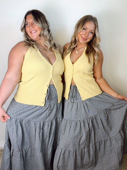 Black Gingham Maxi Skirt