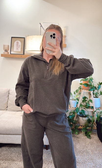 Brushed 1/4 Zip - Espresso