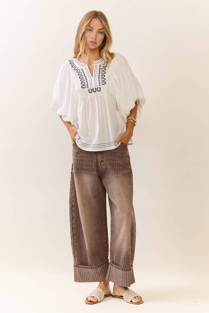 Natural Stripe Pants - Brown