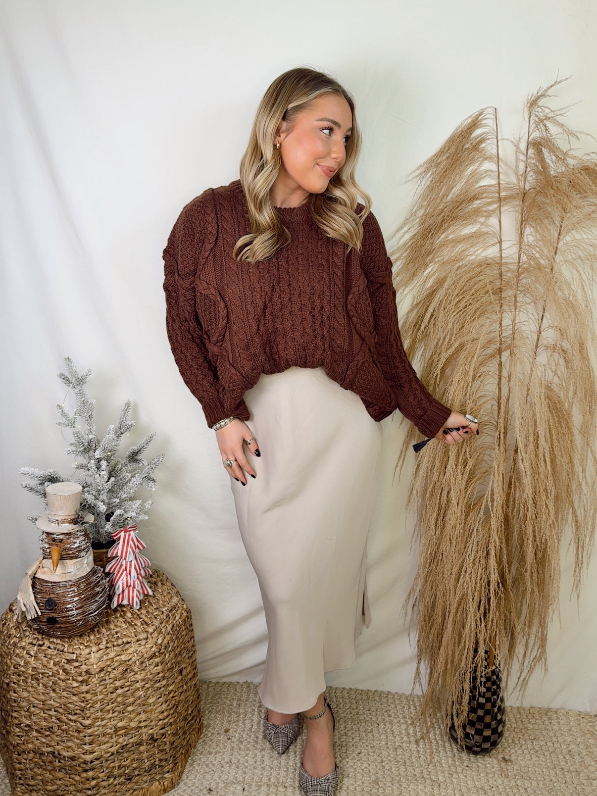 Hot Cocoa Cable Knit Sweater