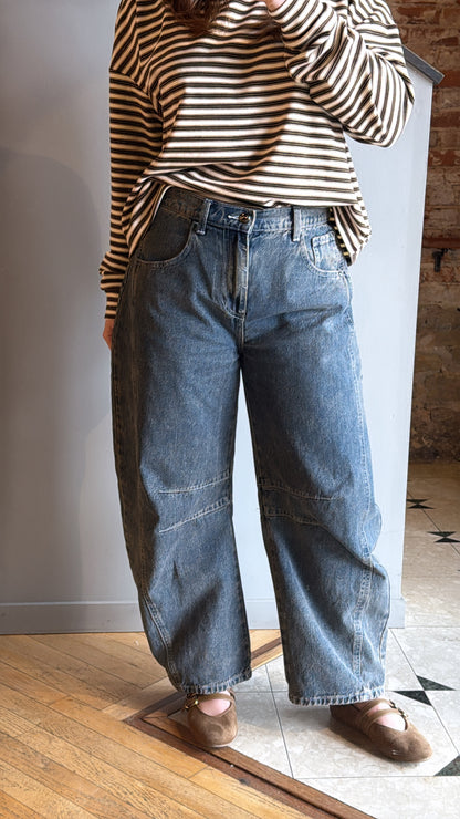 Vintage Dark Wash Barrel Jeans