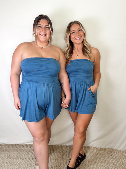 Sunny Days Romper - Dusty Blue