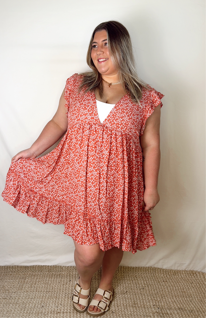 Bella V-Neck Ruffle Dress - Plus