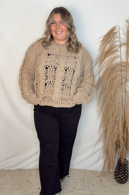 Chunky Open Cable Knit Sweater