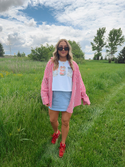 Noella Gingham Button Down Red