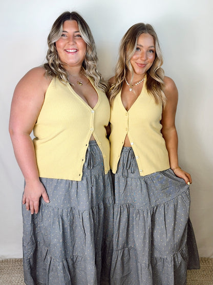 Black Gingham Maxi Skirt