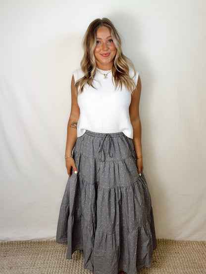Black Gingham Maxi Skirt