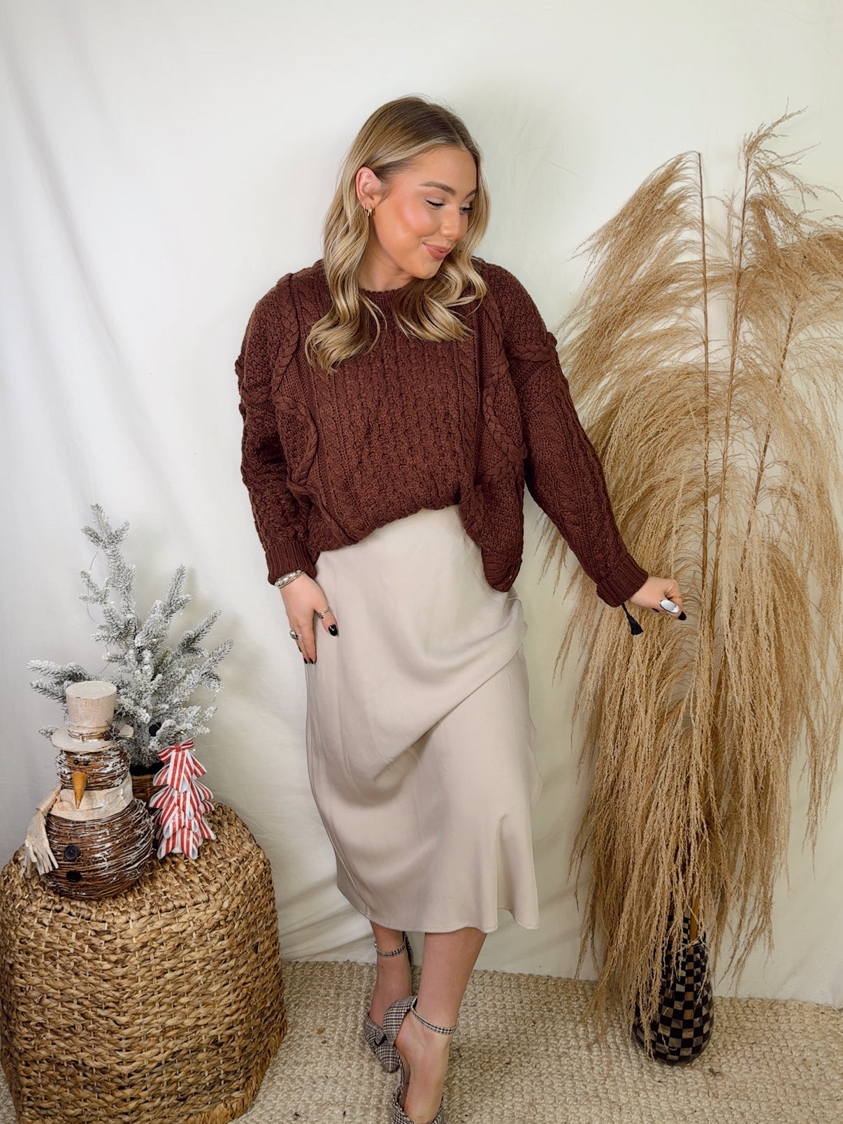 Hot Cocoa Cable Knit Sweater