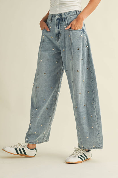 The Nova Studded Barrel Jeans