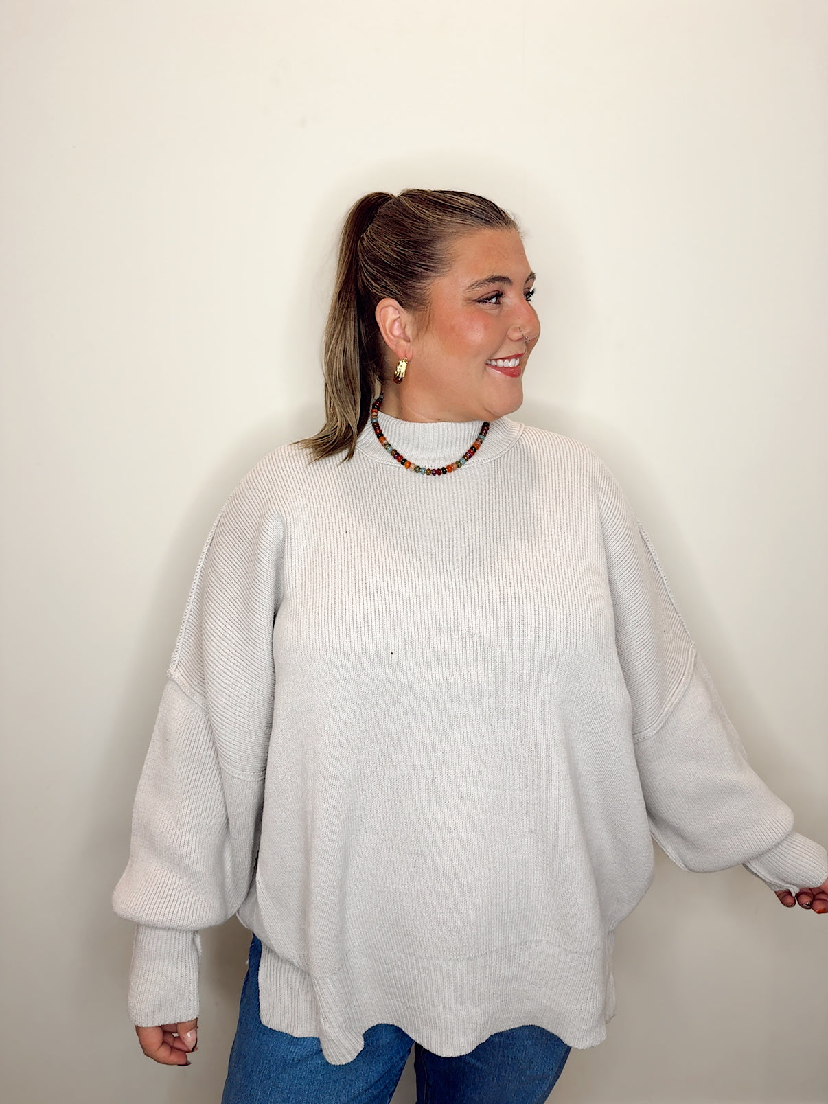 Oversized Comfort Sweater Bone