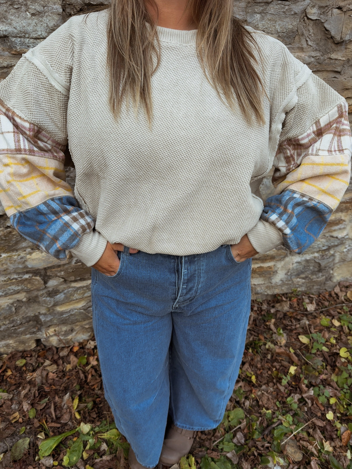 Plaid Patch Pullover