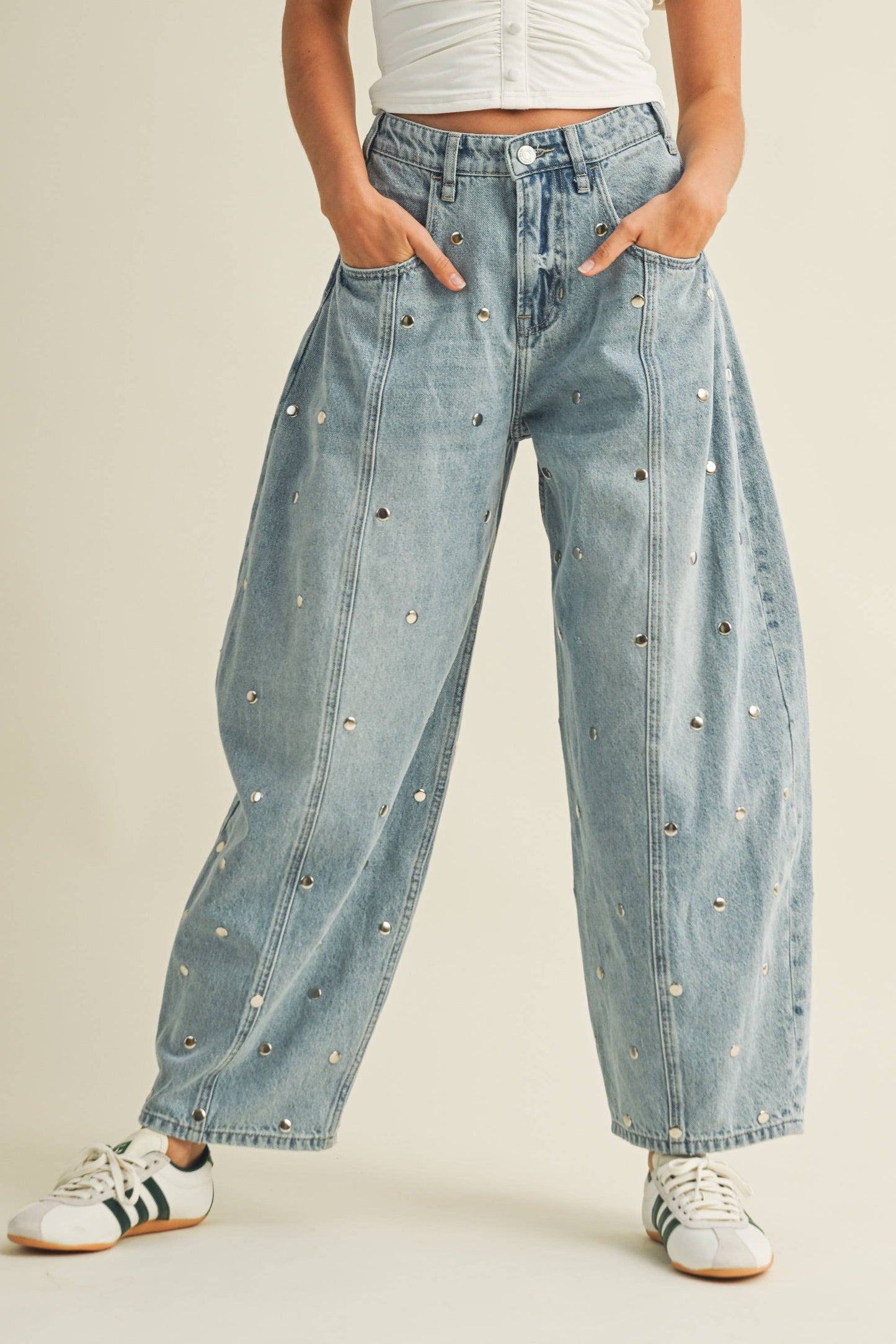 The Nova Studded Barrel Jeans