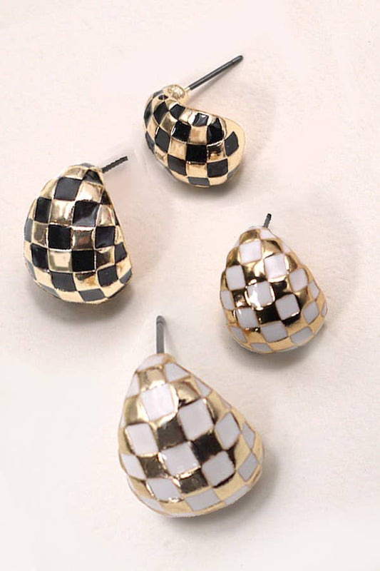 Maya Checker Hoop Earrings