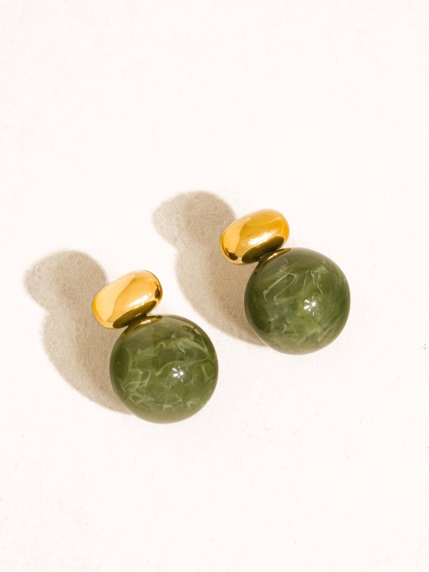 Velisse Green Marble Ball Earrings