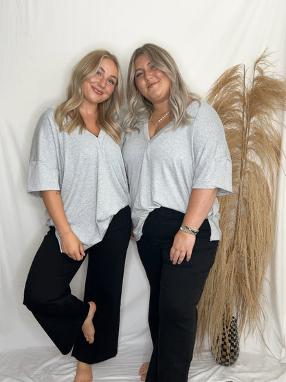 Black High Rise Wide Leg Jeans - Extended Sizes