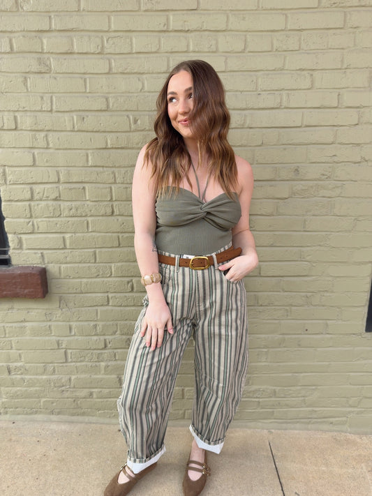 Twisted Tube Top Olive