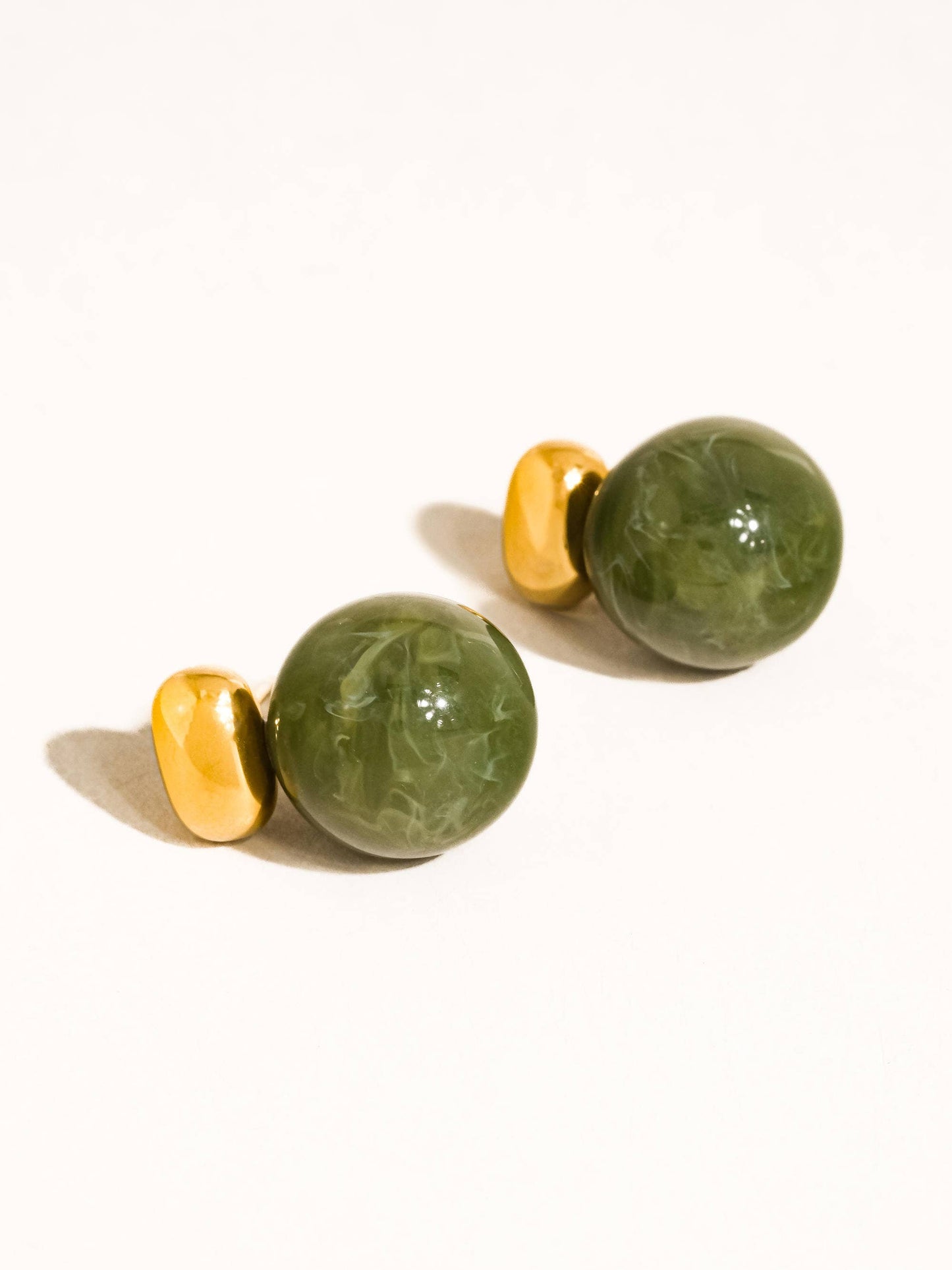 Velisse Green Marble Ball Earrings