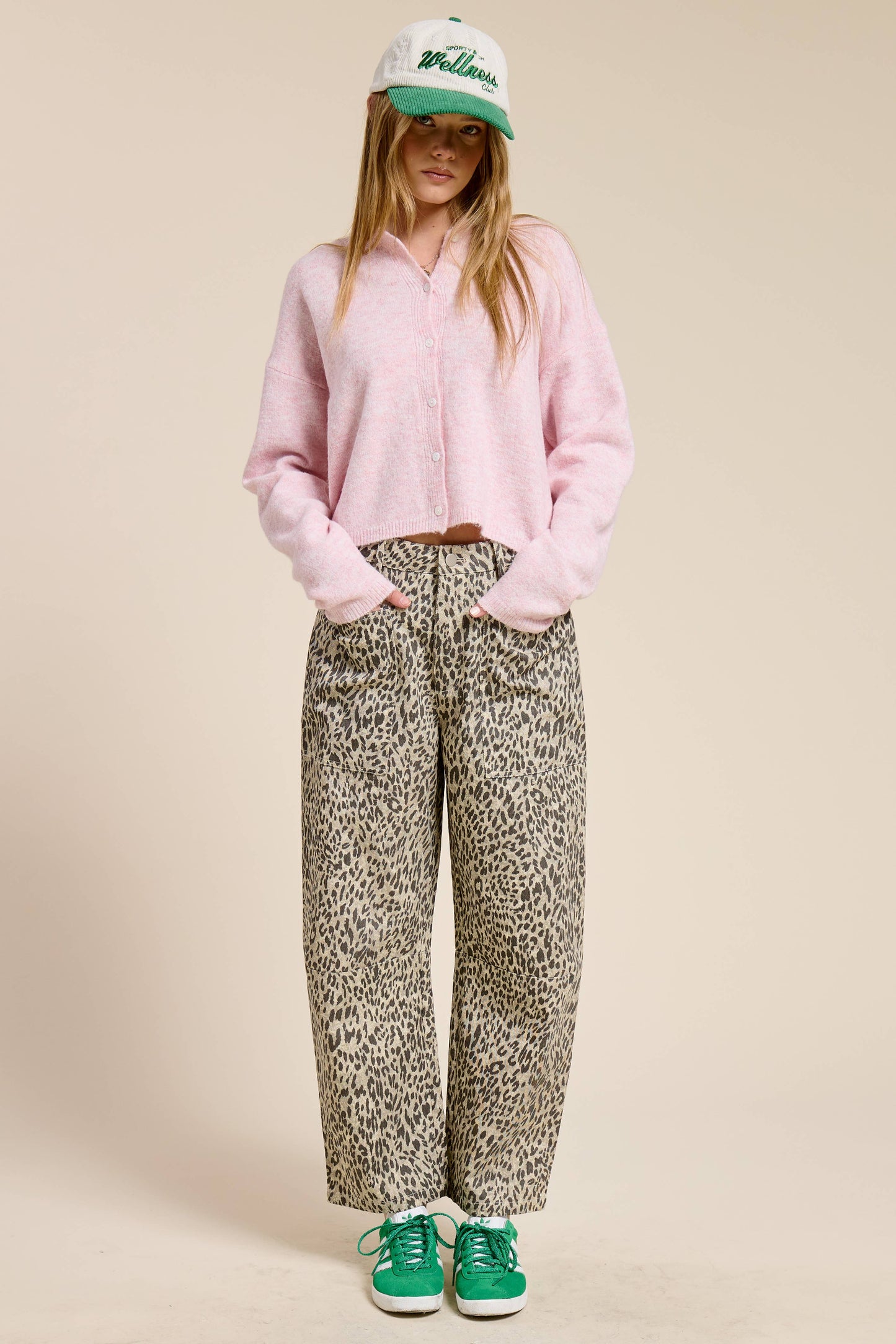 Leopard Barrel Leg Cotton Pants